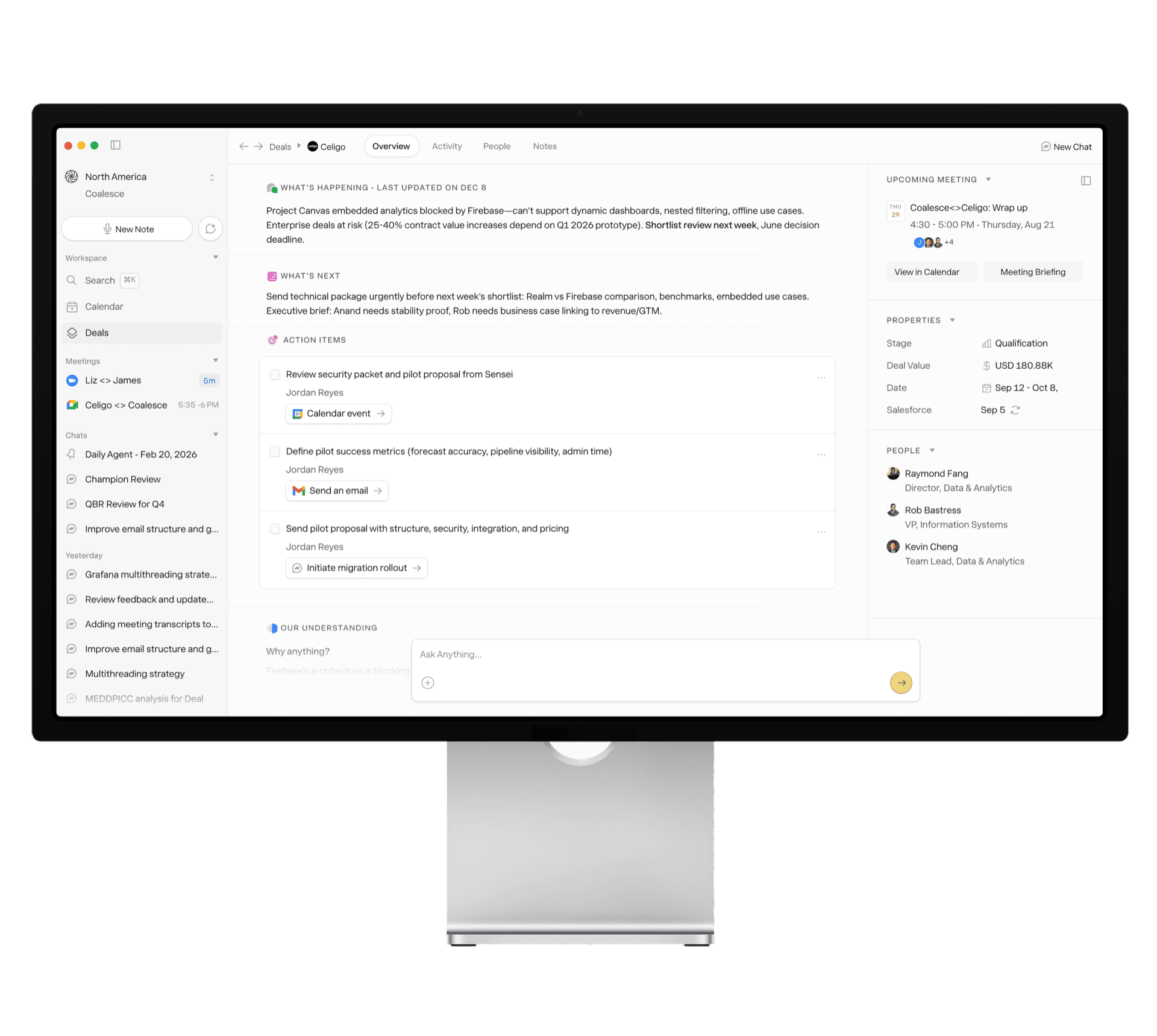 Sensei Agent — deal overview on Studio Display
